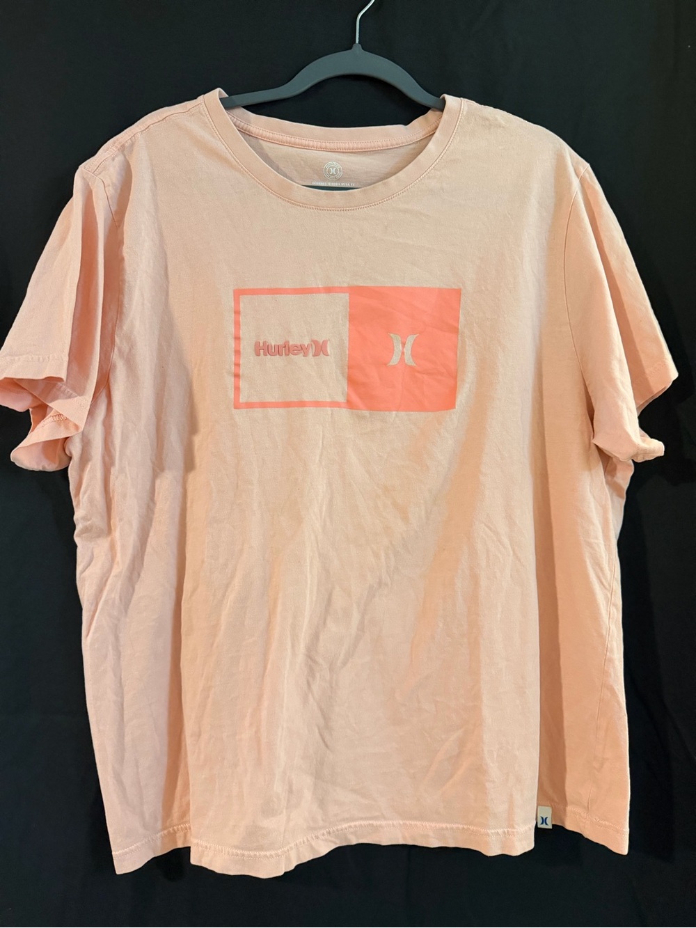 Hurley Pink Peach Short Sleeve Tee with Logo Tag